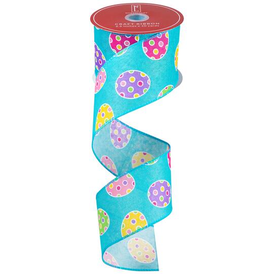 2.5" x 10yd. Blue Easter Egg Spring Wired Craft Ribbon